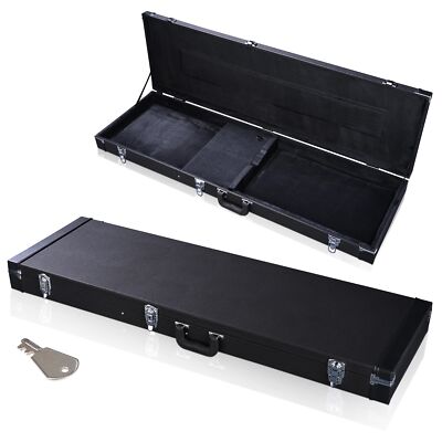 Electric Bass Guitar Hardshell Case Wood Square Carrying Portable Waterproof Box