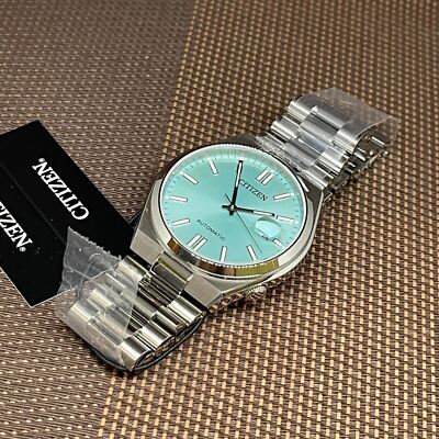 Pre-owned Citizen Tsuyosa Nj0151-88m Automatic Turquoise Analog Sapphire Glass Men's Watch