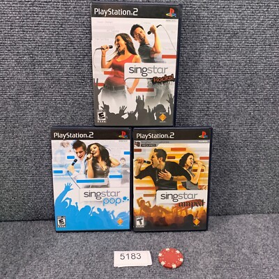 3 Singstar Rocks Pops Amped Playstation 2 PS2 Complete w/ Manual CIB VGC Video 