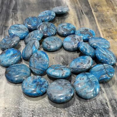 Natural Ripple Jasper,  Flat Round, 16x4.5mm, Approx 26 pcs, Cadet Blue