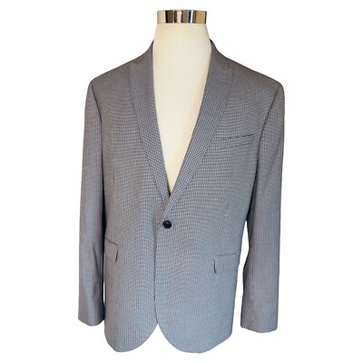 Topman Men s 48R Black Blue White Peak Lapel 1 Button Skinny Fit Blazer NWOT