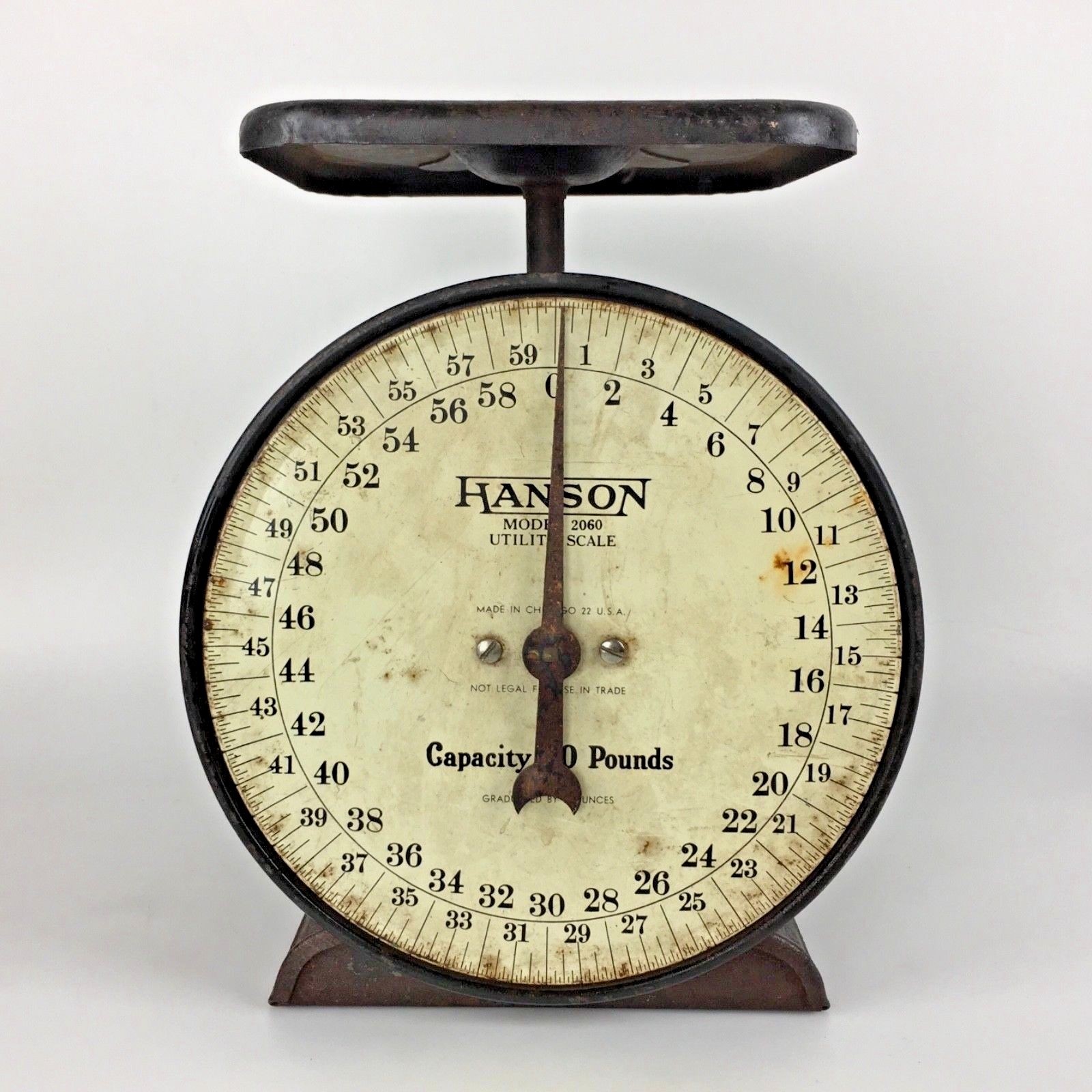 Hanson Scale Metal Model 2060 Utility 60lbs Chicago Decor Vintage Antique Gift