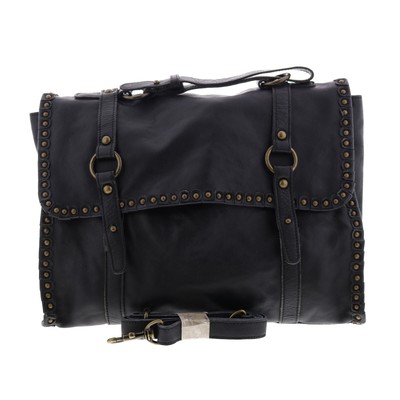 Bed Stu Ambient Womens A611024-BLKDD-X Black Большая сумка-ранец из черной кожи