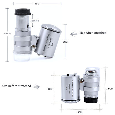 60X Magnifying Loupe Jewelry Jewelers Pocket Magnifier Loop Eye Coins Led Light