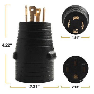 Leisure Cords 30AMP 4 Prong Nema 14-30P-14-50R 50AMP Generator Adapter Plug RV