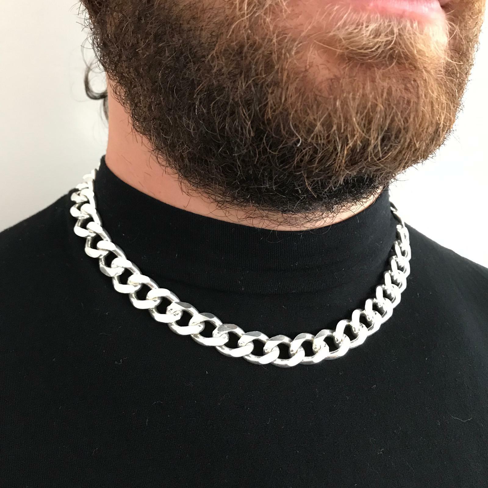 Pre-owned Handmade 14mm Mens Tight Curb Cuban Chain Necklace 925 Sterling Silver 133gr 20inch