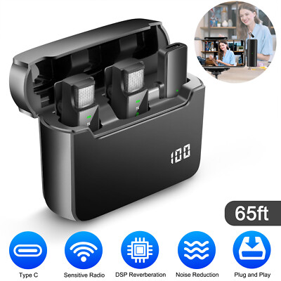 Lavalier Microphone Wireless Audio Video Recording Mini Mic for Android/iPhone15
