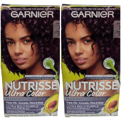 2 x Garnier Nourishing Hair Color Creme, P1 Deepest Intense Purple, Damaged PKG