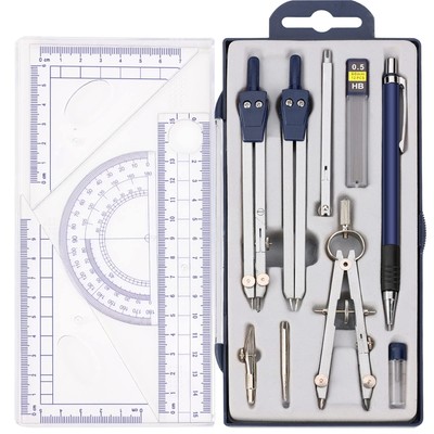 13 Pieces Geometry Set Compass Geometry Tools Math Compass and Protractors Se...