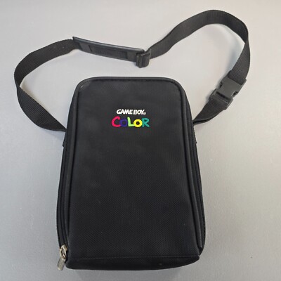 Official Nintendo GameBoy Color Travel Carrying Case Black Zipper Bag Embroider