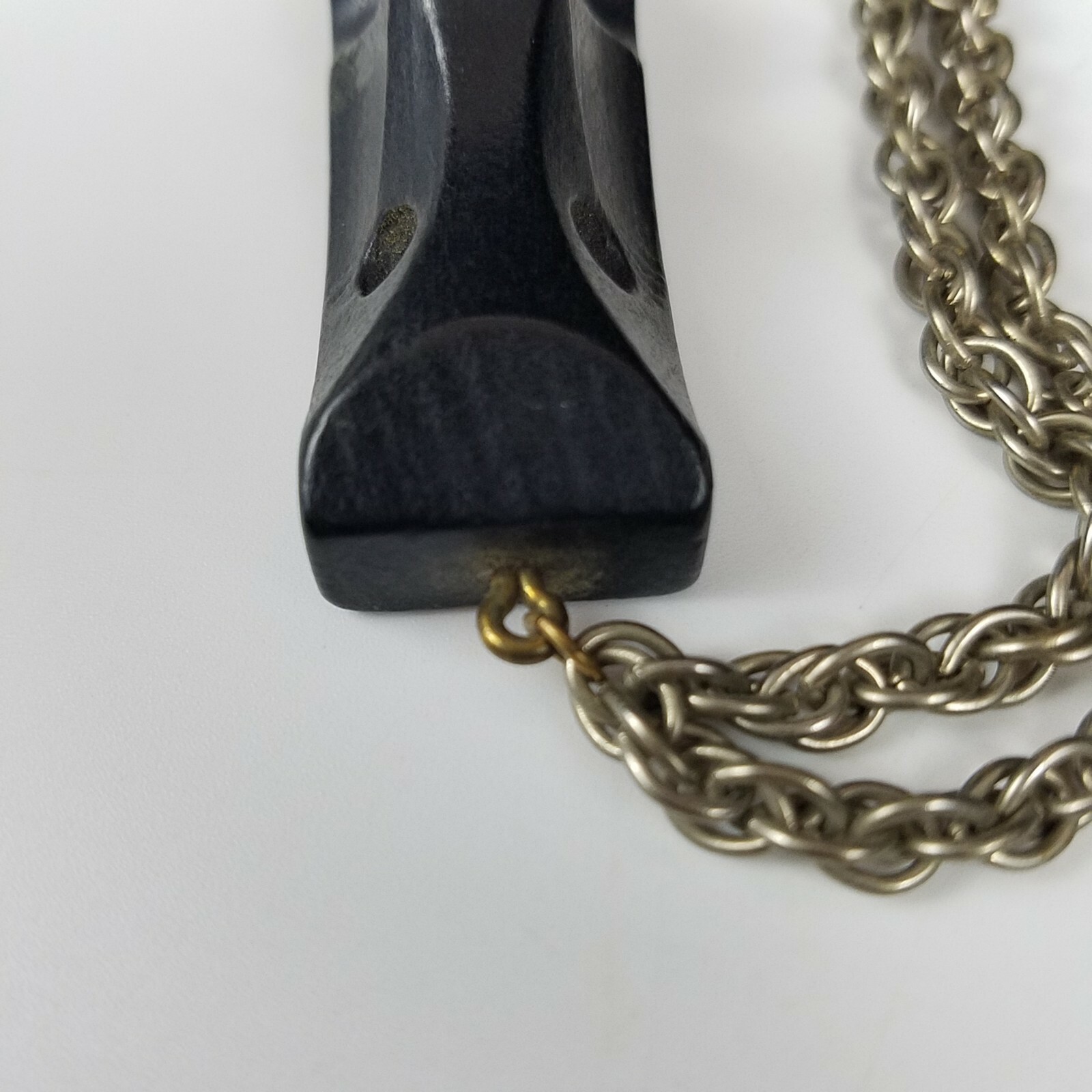 Carved Wood Tiki Moai Easter Island Pendant on Chain Ebony Style