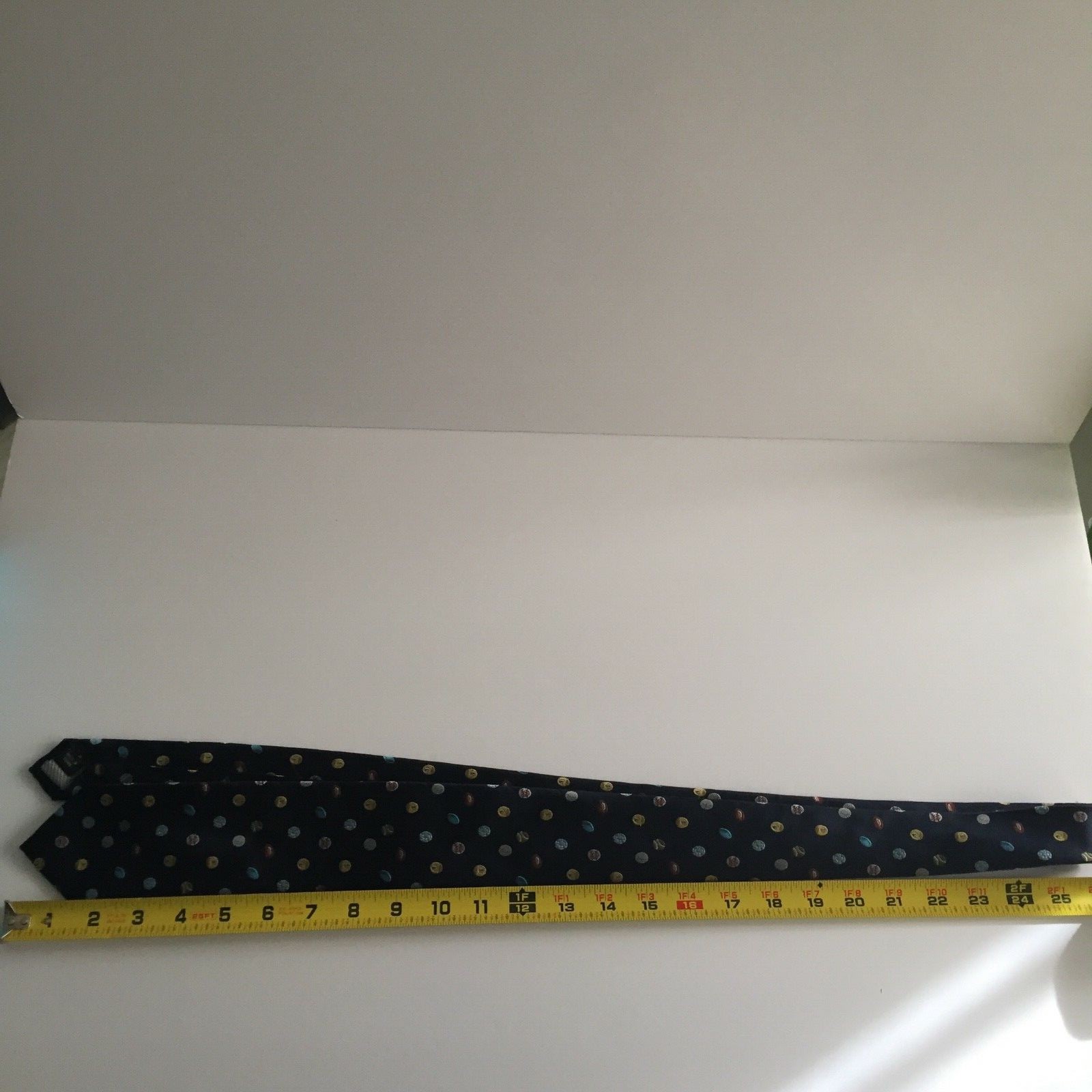 Lord & Taylor Sports Silk Boys Tie Navy Blue Embroidered Basketball Football