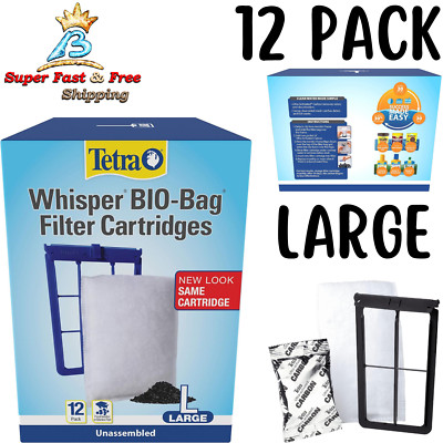 Whisper Bio Bag Filter Cartridges Disposable Large Replacement 12 Pack