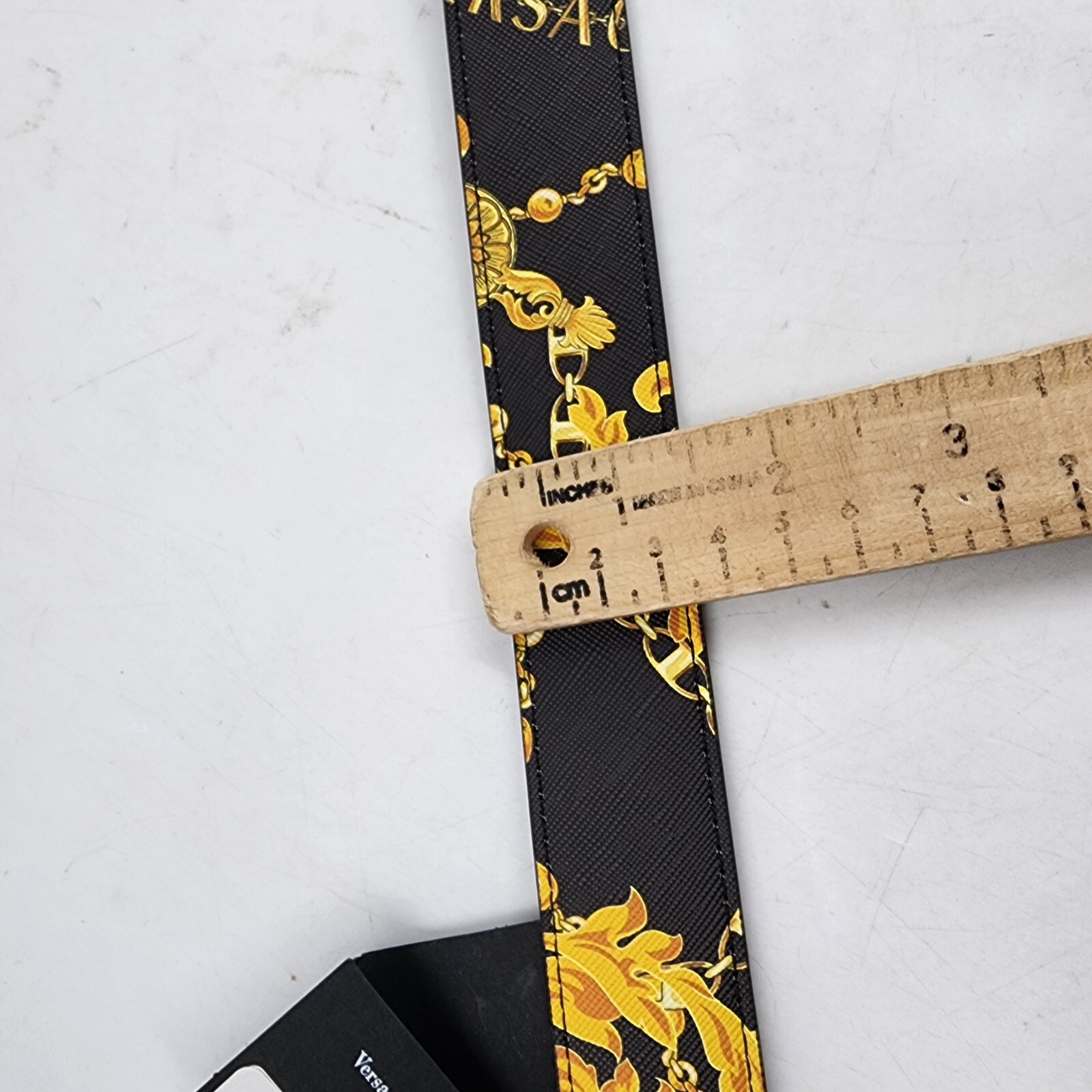 Versace Jeans Couture Signature Plate Buckle Adjustable Belt Men's Black/Gold 32 - Picture 22 of 22