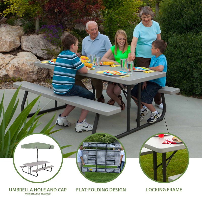Lifetime 6 foot Outdoor High-Density Polyethylene Folding Picnic Table