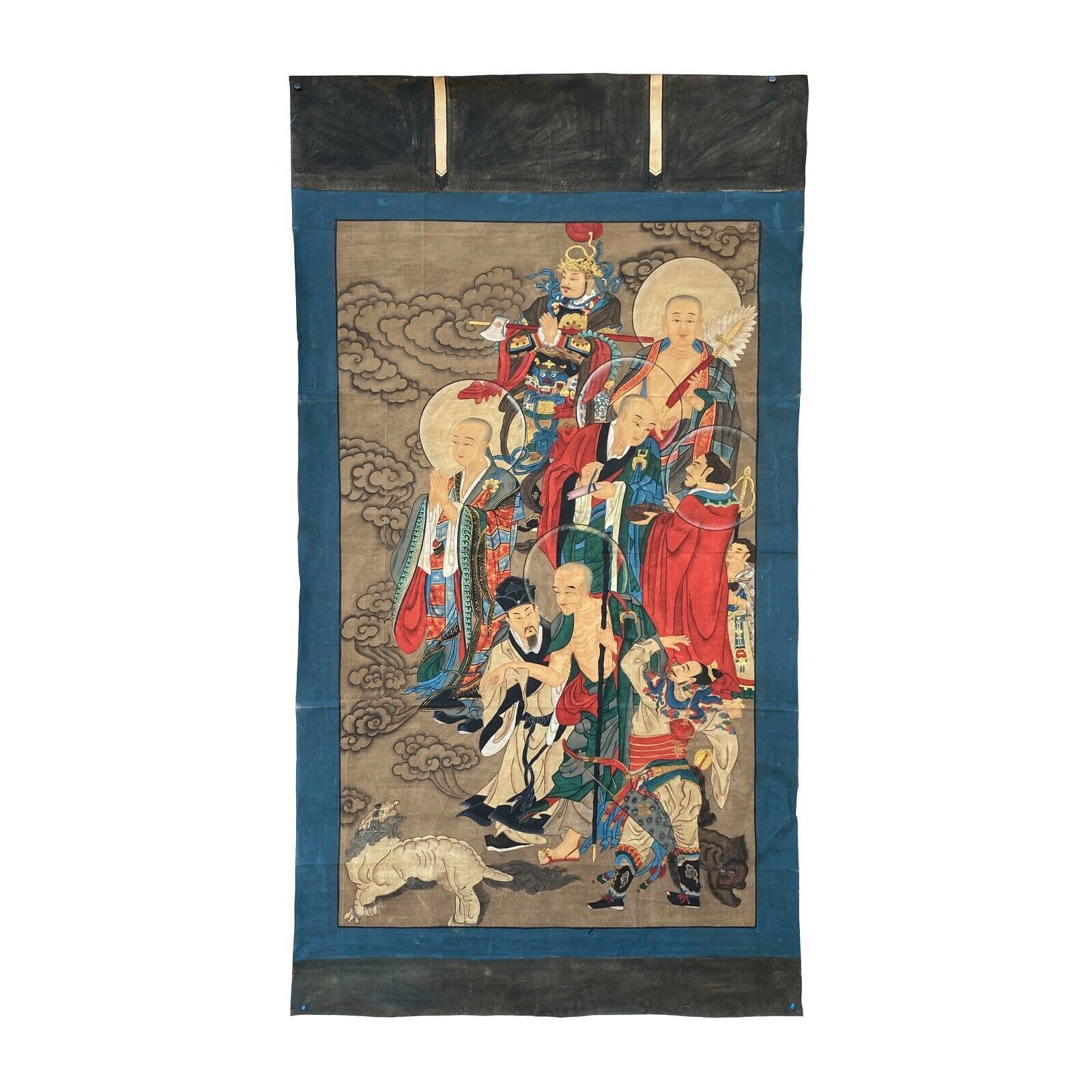 Large Chinese Canvas Art of Part of Sixteen Arhats with Guards Theme cs7163S Large Chinese Canvas Art of Part of Sixteen Arhats with Guards Theme cs7163S