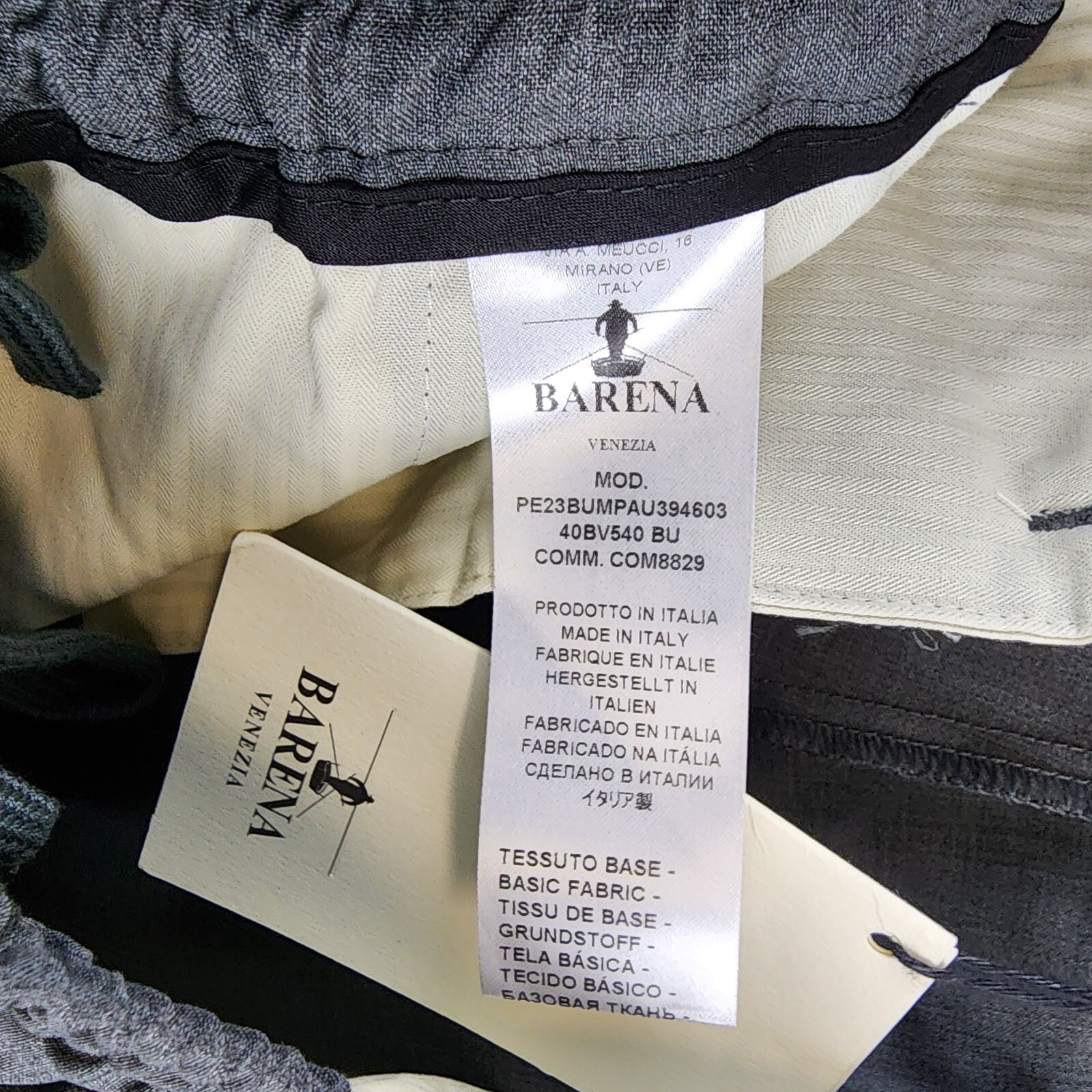 Pre-owned Barena Venezia Pants Men's 52 It/xl Grey Pull On Styling Elastic Waistband In Gray