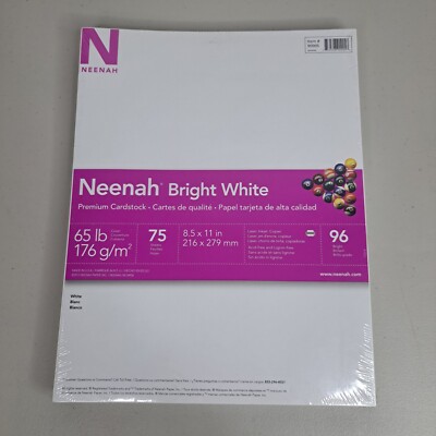Neenah Premium Cardstock, 8.5'' x 11'', 65 lb/176 gsm, Bright White 75 Sheets