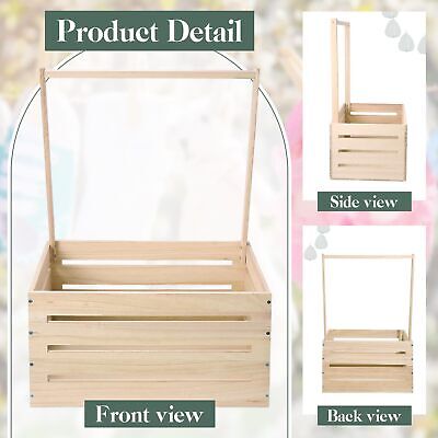 Wooden Baby Shower Crate Closet Baby Basket with Handle Baby Storage Crate Ha...