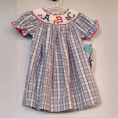 Silly Goose By Vive La Fete Size 18 M Smocked Dress School ABC s Red White Navy
