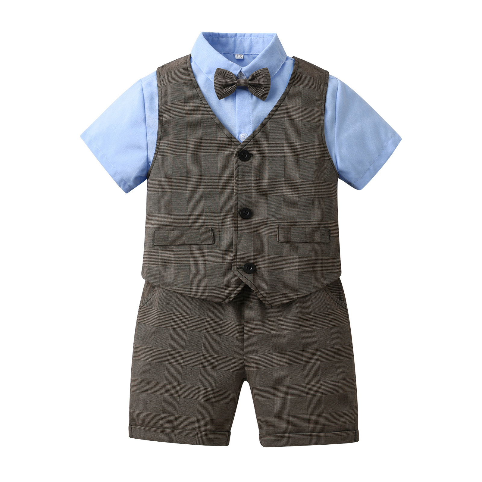 Gentleman Toddler Kid Boy Shirt Vest Shorts Formal Party Wedding Suit Outfit Set