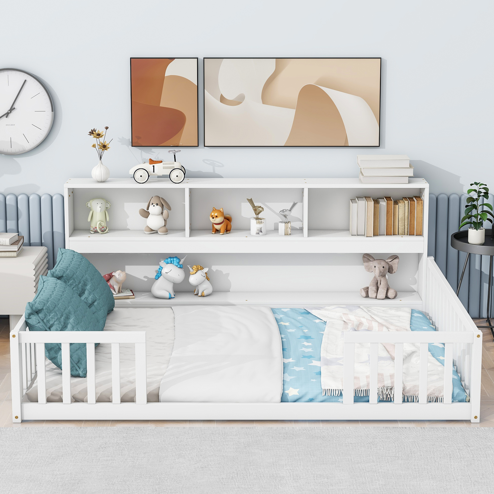 +side Storage Bookcase/shelves/guardrails White