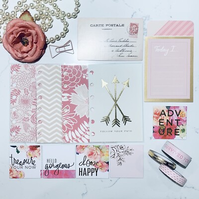 Pink Glam Planner Starter Set Pocket Size Dividers Fit Filofax, Kikkik, LV Pm
