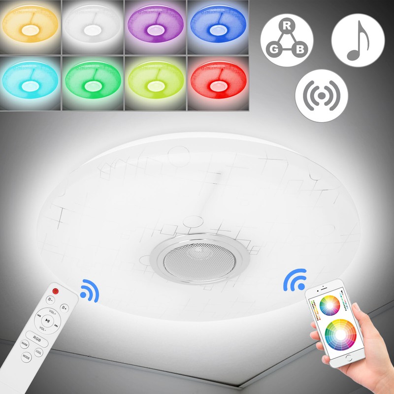 60W Dimmbar RGB LED Deckenleuchte Lampe bluetooth Lautsprecher APP