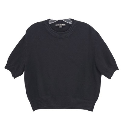 ST. JOHN Basics Black Santana Knit Short Sleeve Top Size LARGE