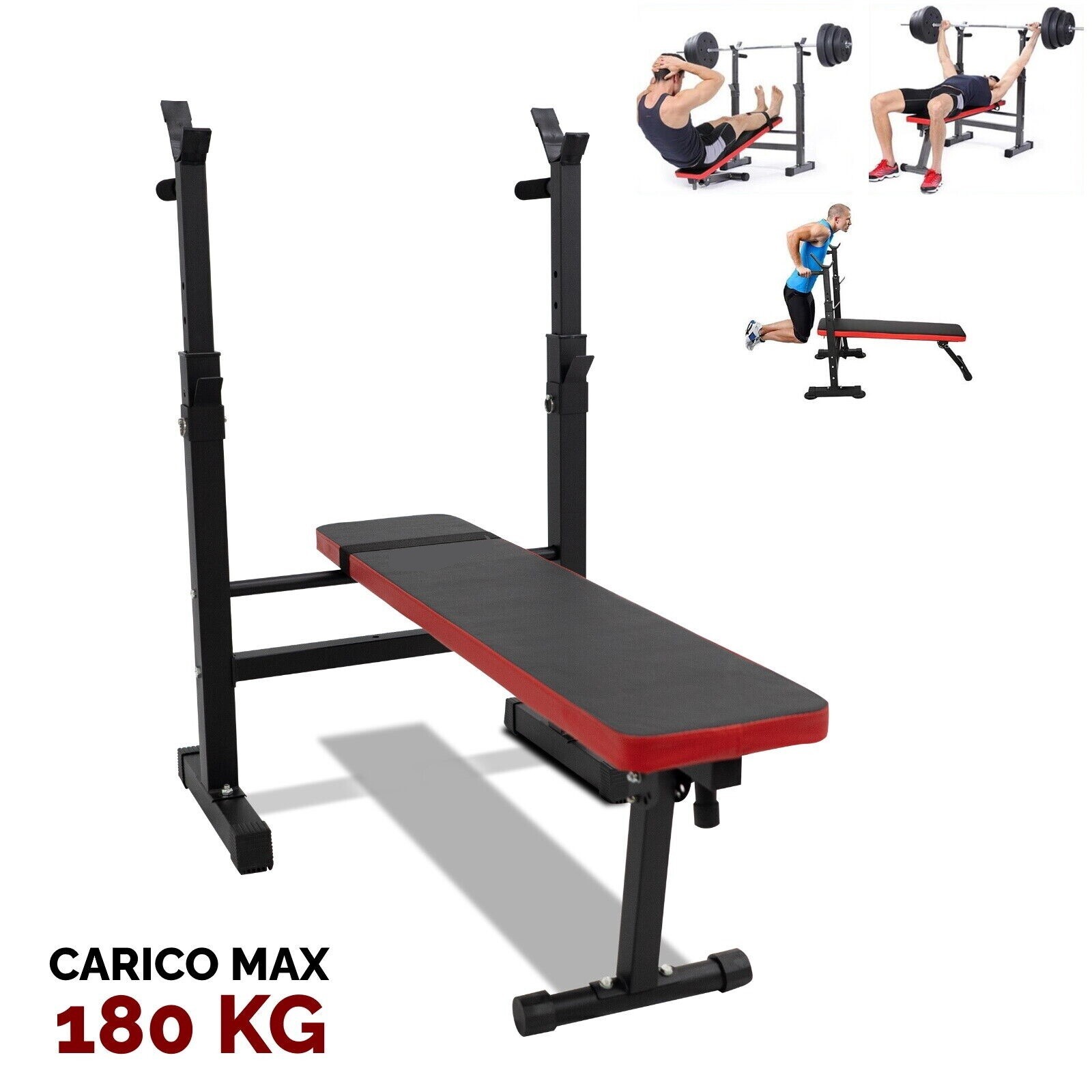 Panca Per Sollevamento Pesi Multifunzione Piatta Regolabile Porta Bilanciere dfh