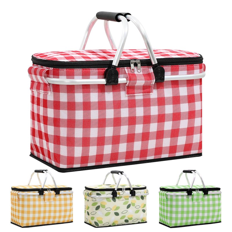 Bag Picnic Folding Basket Collapsible Insulated Hamper Large Cool Bag