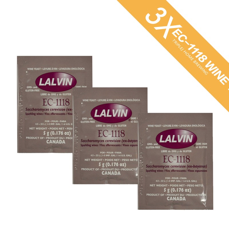3 X Lalvin Ec-1118 Wine Yeast 5g Home Brew