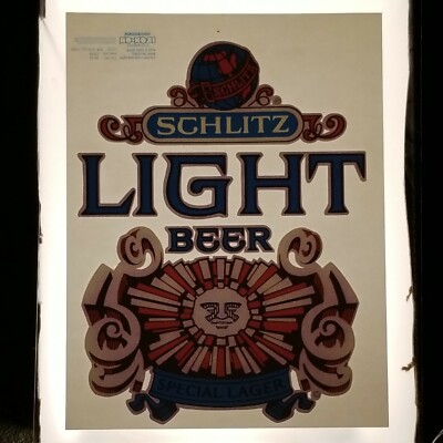 Vintage T-Shirt Heat Iron On Transfer: SCHLITZ LIGHT BEER special lager