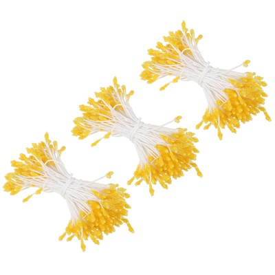 270 Pcs 1mm Double Heads Flower Stamen Artificial Flower Pistil Yellow
