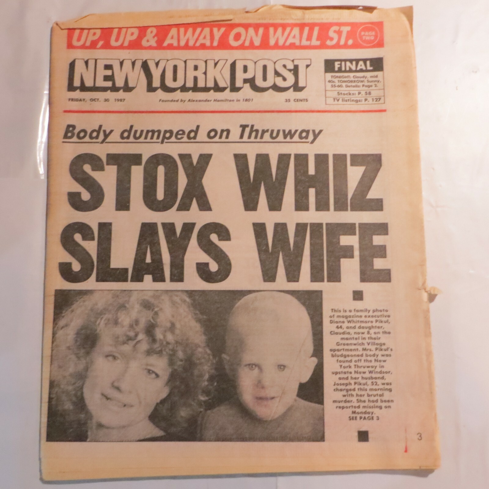 New York Post October 30 1987 Body dumped on Thruway Pikul