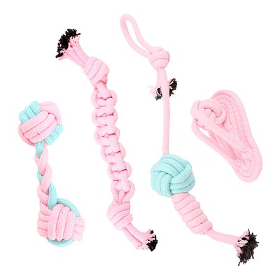 4x Dog Chew Toys For Aggressive Chewers Bundle Rope Knot Puppy Toys Strong Tough
