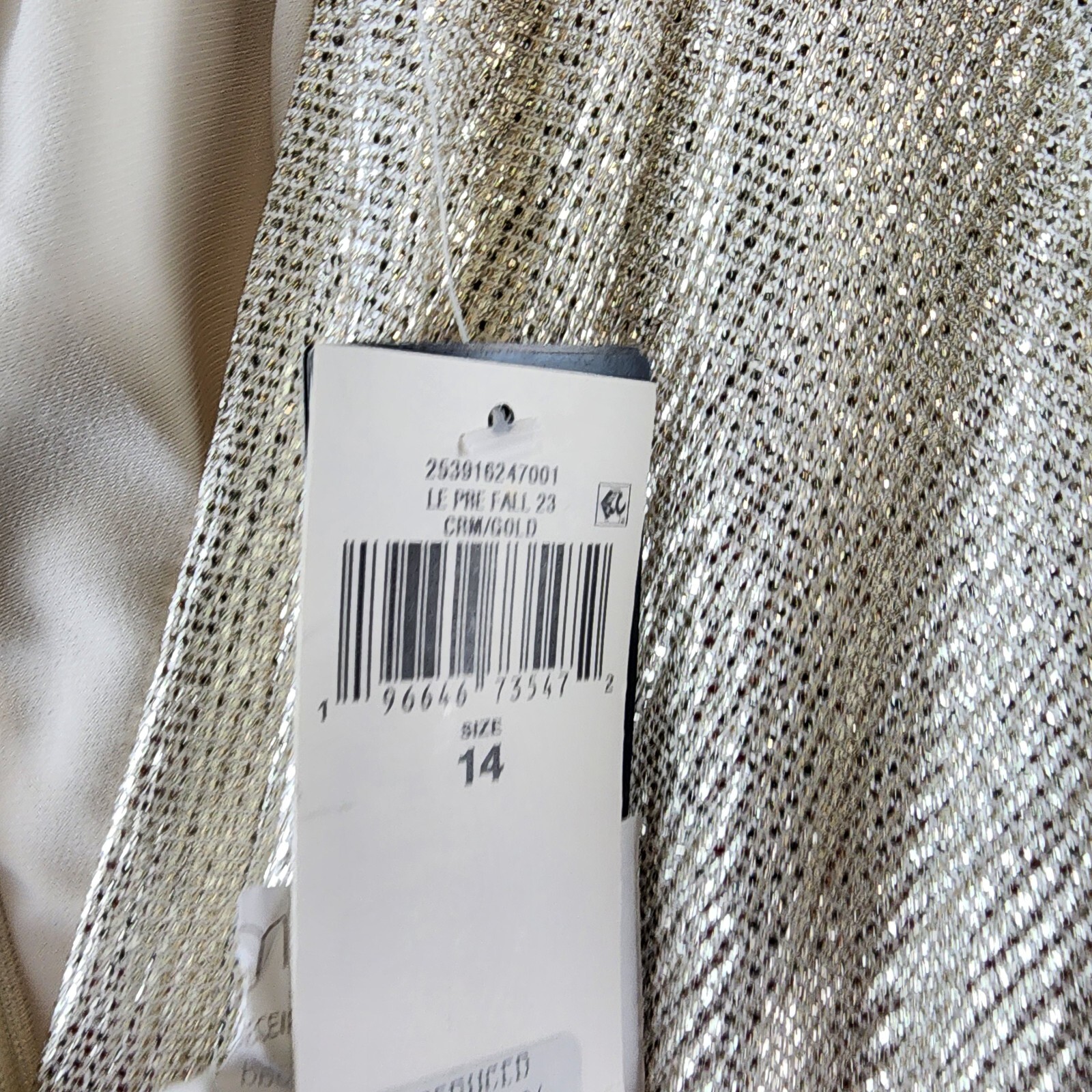 Ralph Lauren Metallic Flutter Sleeves Evening Dress Women 14 Gold V-Neck - Picture 16 of 18