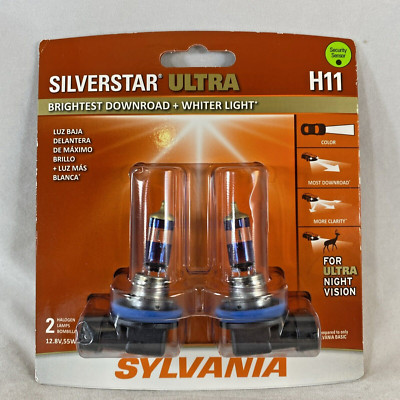 SYLVANIA H11 SilverStar Ultra High Performance Halogen Headlight Bulb, 2 Bulbs