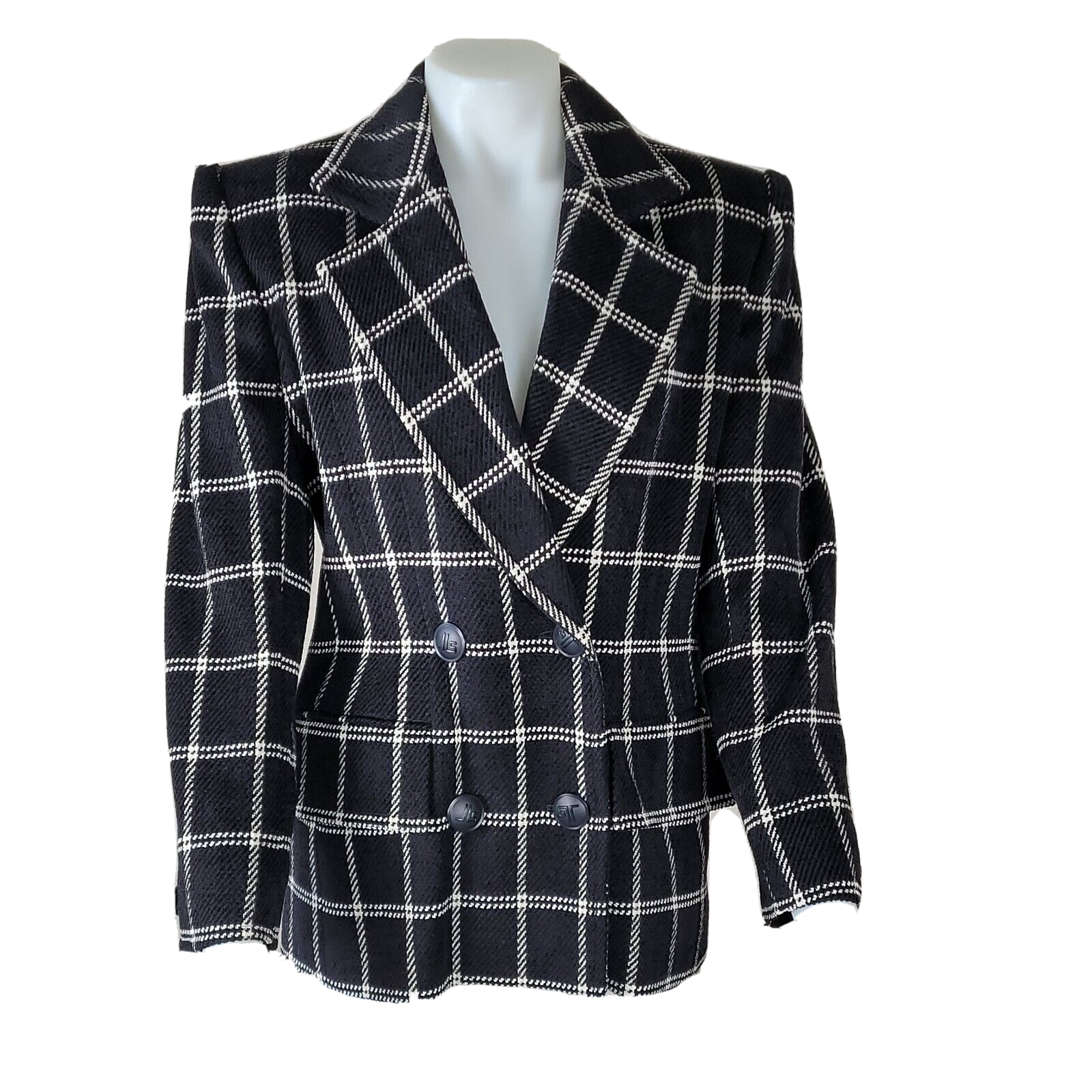 Jean Louis Scherrer Boutique Window Pane Black White Blazer Jacket Sz 40 / US 10