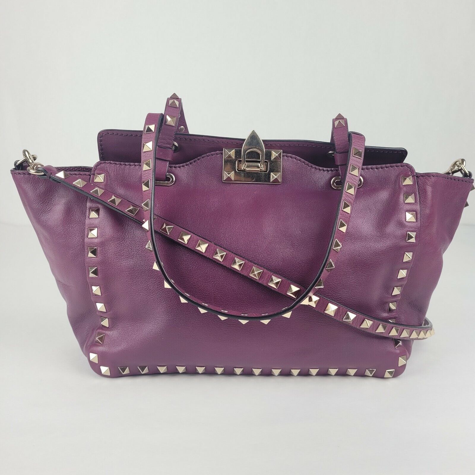 Valentino Garavani Purple Leather Rockstar Light Gold Valentino Garavani Purple Leather Rockstar Light Gold