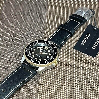 Pre-owned Citizen Nj0176-10e Black Leather Automatic Mechanical Analog Men's Dress Watch