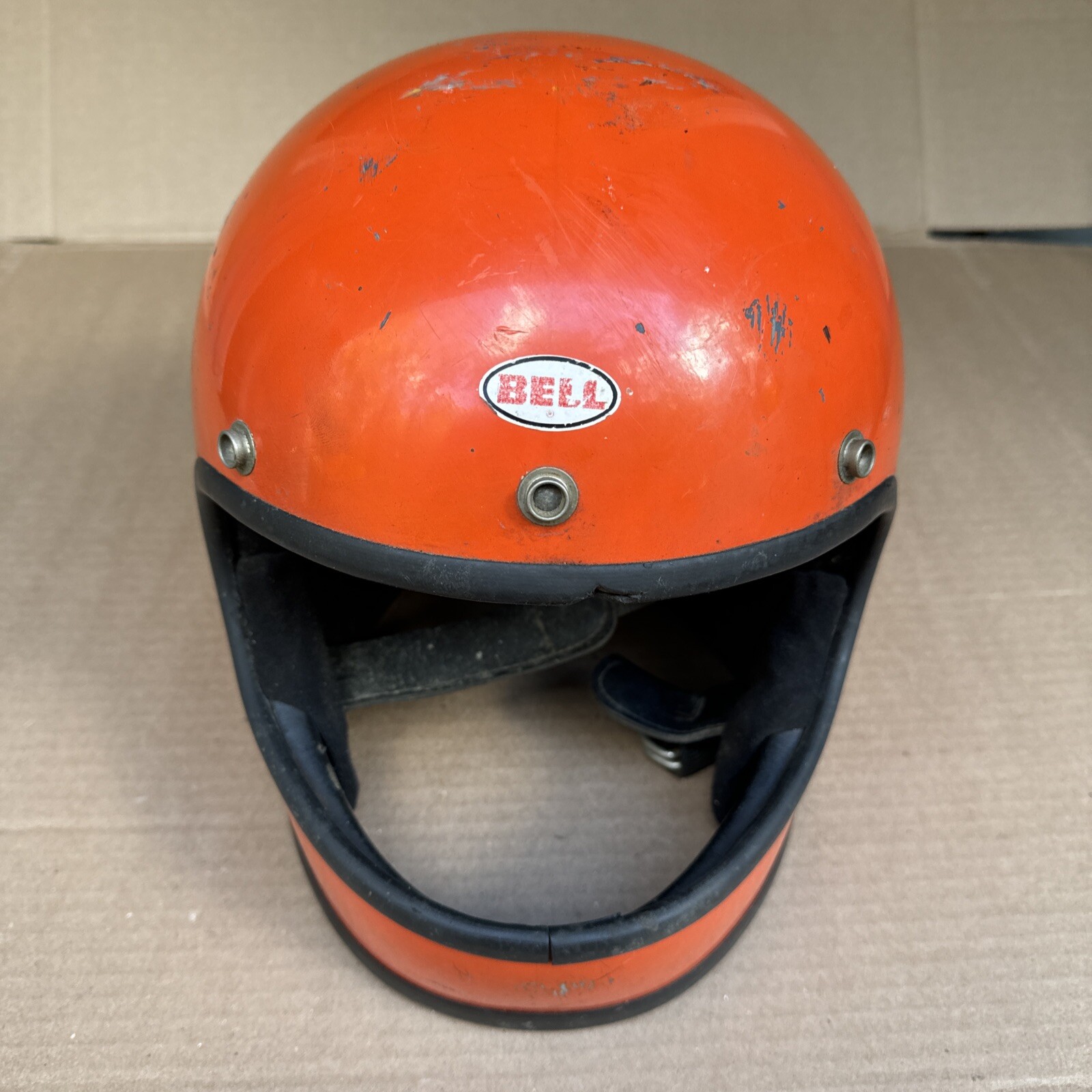 Vintage 1975 Orange BELL Star 120 Helmet 7 3/8" ~ FREE SHIPPING