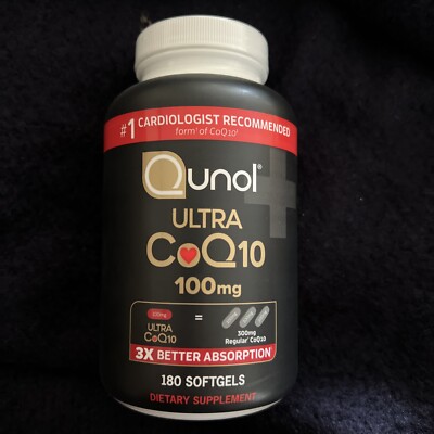 Qunol Ultra CoQ10 100 mg 3x Absorb Water & Fat Soluble 180 Softgels Exp 07/27