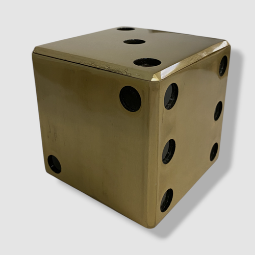 L'Objet Gold Rustic Dice Decorative Storage Box | 4.5" Sq