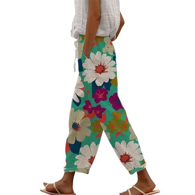 Womens Linen Pants with Pockets High Waist Comfy Pants Casual  Loose Trousers US