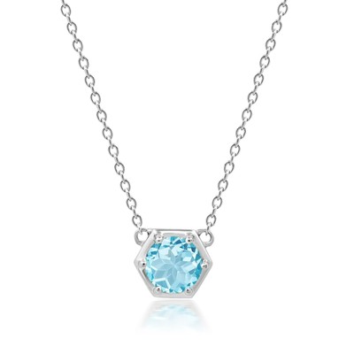 Sterling Silver or 14k Gold Overlay Hexagon Necklace in Various Stone Colors