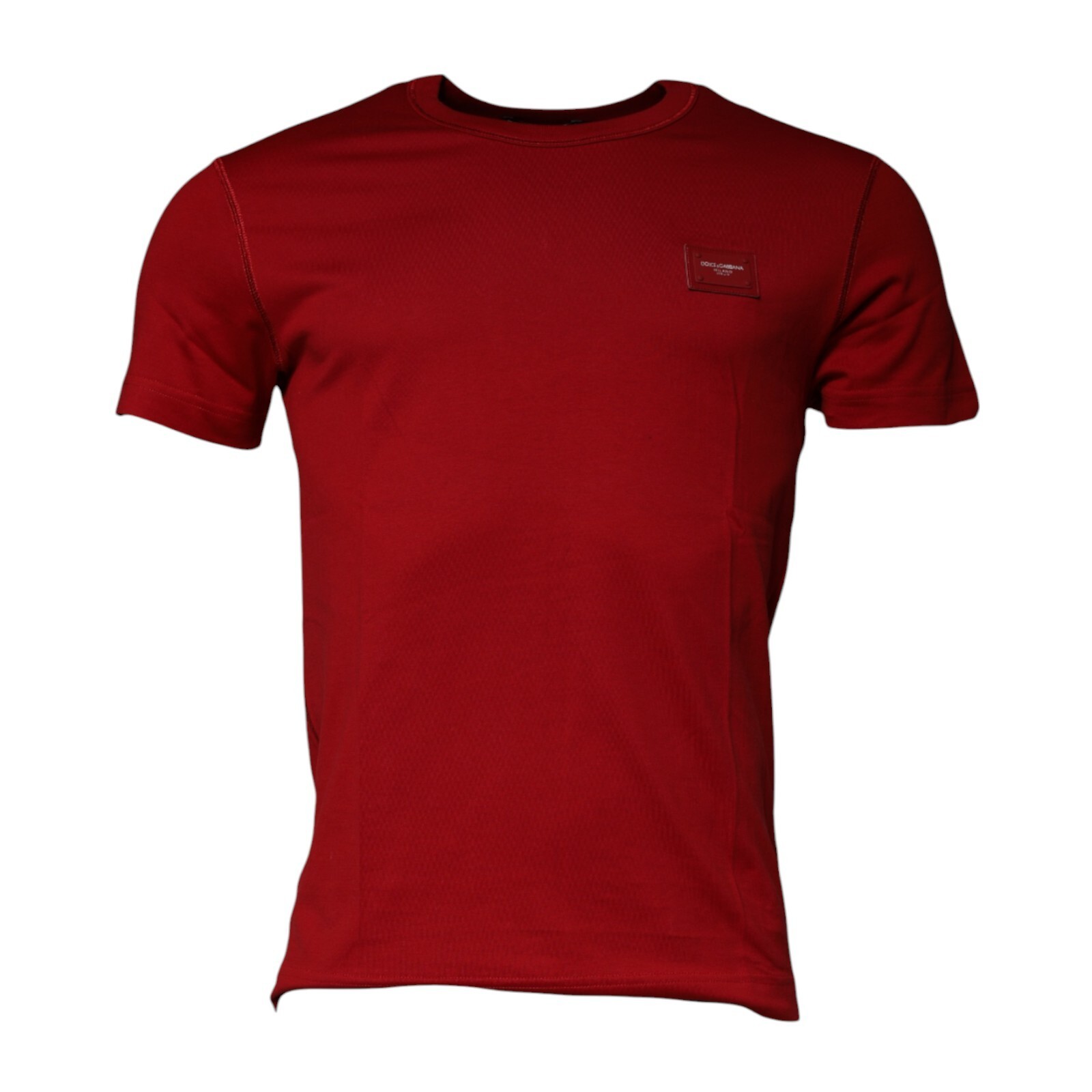 DOLCE & GABBANA T-shirt Red Cotton Logo Plaque Men Crew Neck IT46/US36/S 340usd