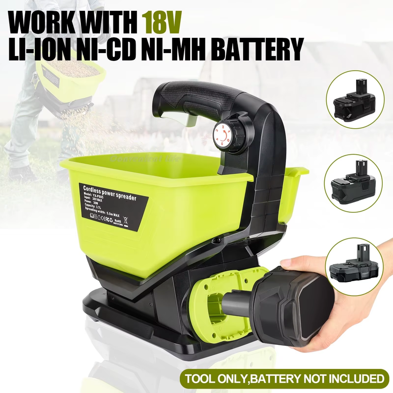 Salt Spreader for Ryobi/Makita/Dewalt/Milwaukee/Bosch/Craftsman 20V MAX Battery