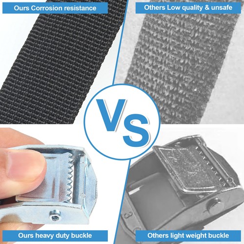 6pcs 1"x8' Lashing Straps Cargo Luggage Tie Down Cam Buckle Car Roof Rack Cinch