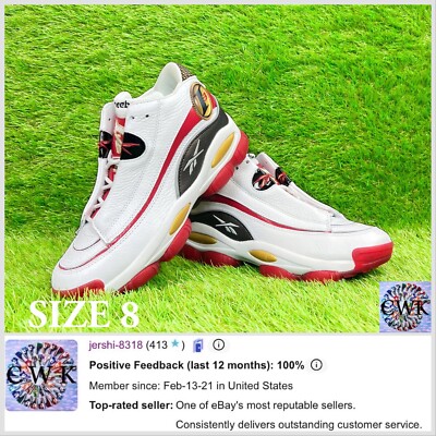 New DS Reebok The Answer 1 DMX Retro OG White Red 2022 Size 8 GX6330 Deadstock